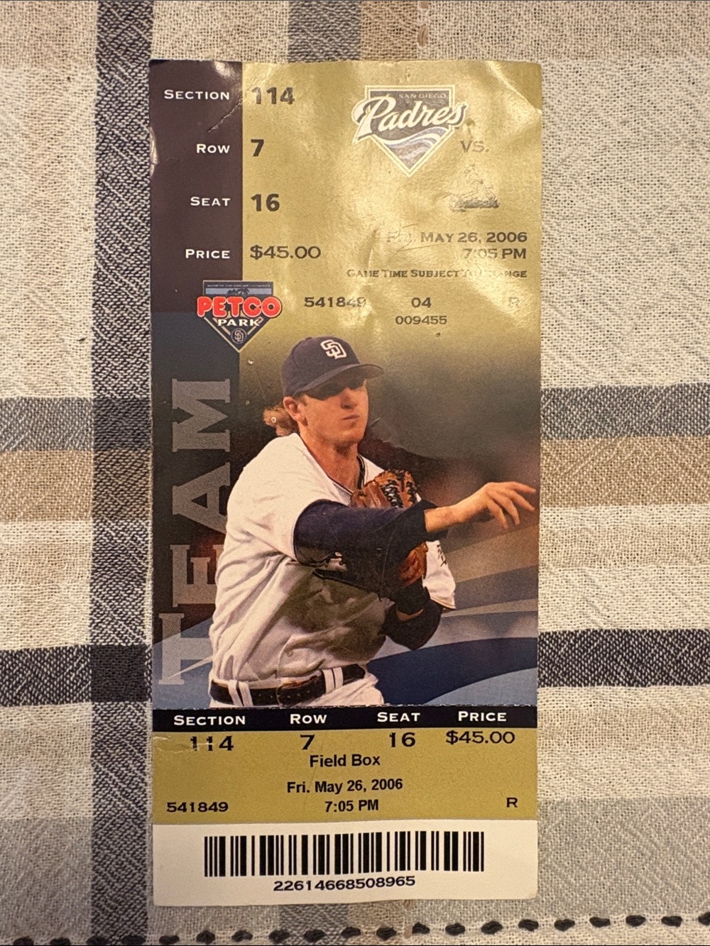 San Diego Padres Ryan ZimmermanTicket Stub May 26, 2006